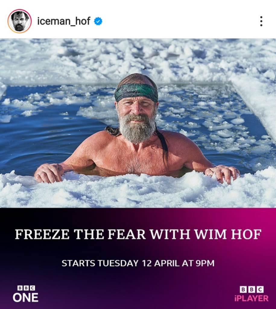 Promotion de l’émission sur le compte instagram officiel de Wim Hof